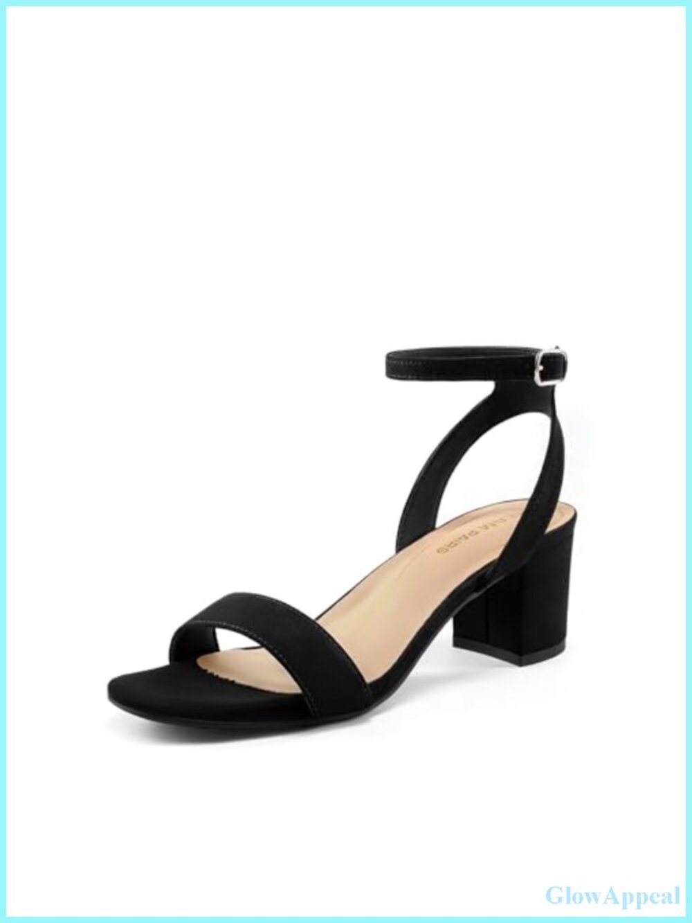 Women's Low Chunky Block Heel Sandals Faux Suede Ankle Strap Dressy